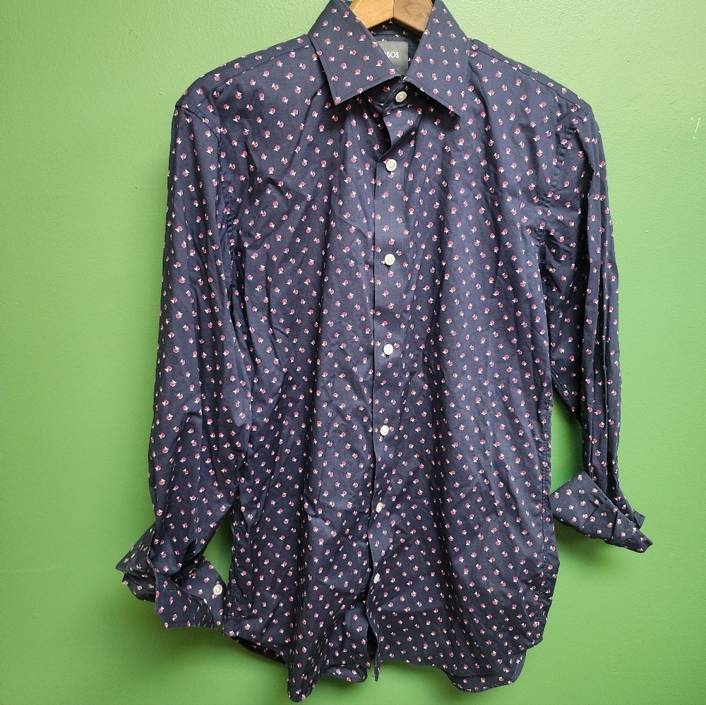 Bonobos Slim Fit Button-Down Shirt | Navy Micro Print | 15.5